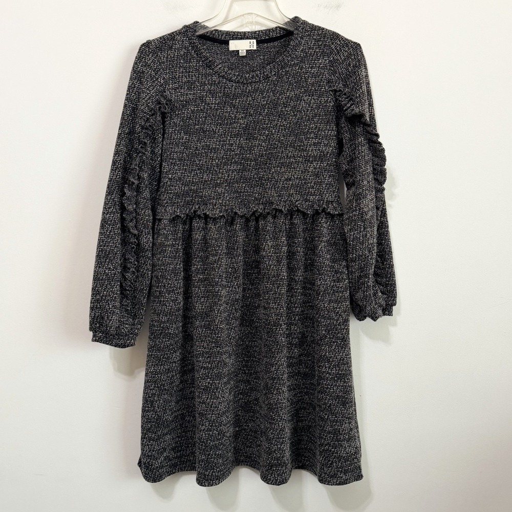 Anthropologie RO&DE Stella Ruffled Mini Dress XS Sweater Knit Ruffle Boho Party‎